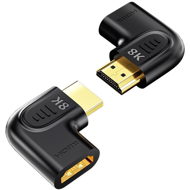 Adaptor HDMI 8K Unitek, unghi 90° si 270°, cablu plat
