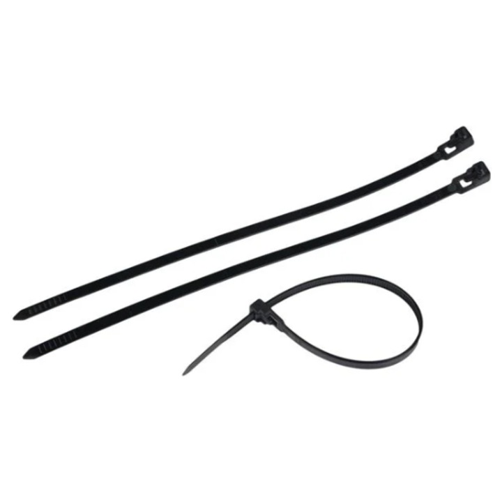 Coliere pentru Cabluri Negre Reutilizabile 30x0.48cm - 45buc