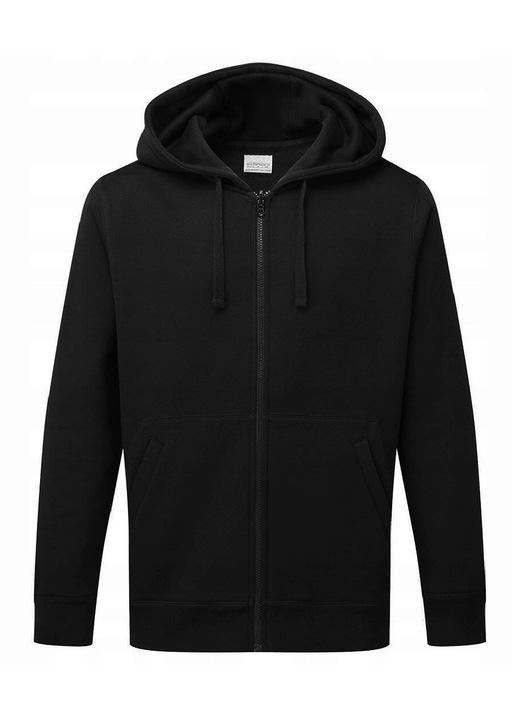 Hanorac Barbati cu Gluga, Cu Fermoar, 61% Bumbac, 31% Poliester, 8% Viscoza, Maneci Lungi, Mansete Elastice, 2 Buzunare Frontale, Maneci Lungi, Negru, M