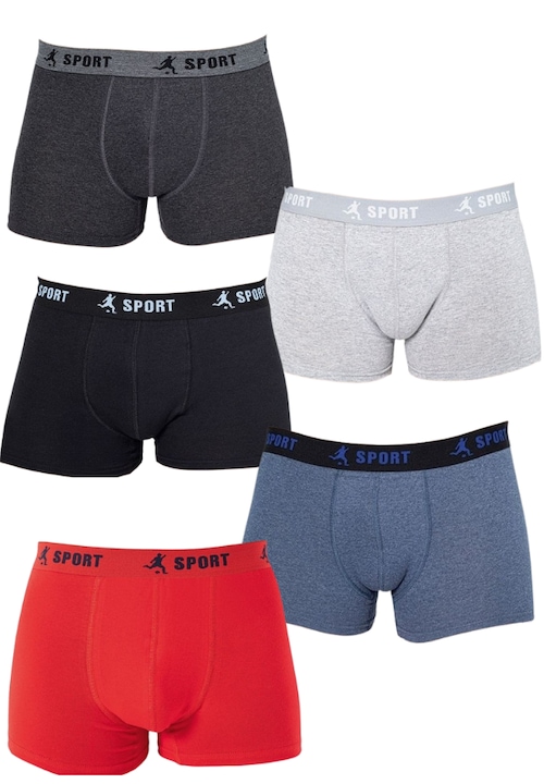 Set 5 Perechi Boxeri Bumbac/Licra Barbati, UraMag, Multicolor