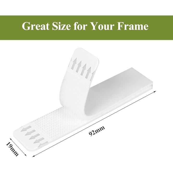 Ленти за окачване на картини, 24 чифта (48 ленти) здрави, монтаж без пирони и следи за фоторамки и декорации (19x92 мм)