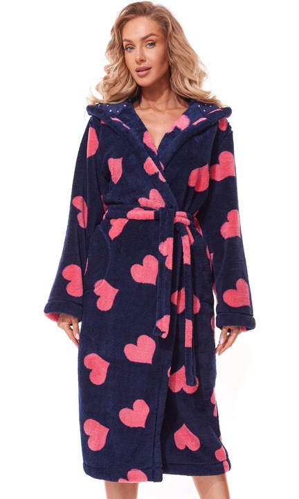 Halat calduros de dama cu gluga LL.1027, Albastru inchis, S