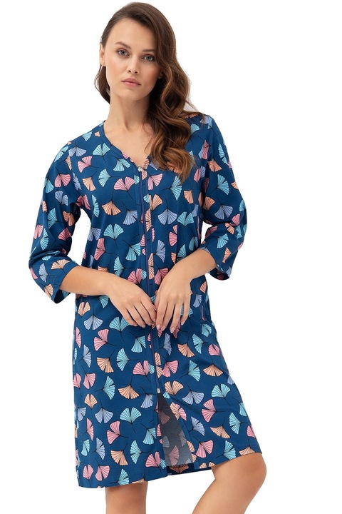 Halat dama Luna.1336 cu motiv botanic, Albastru deschis