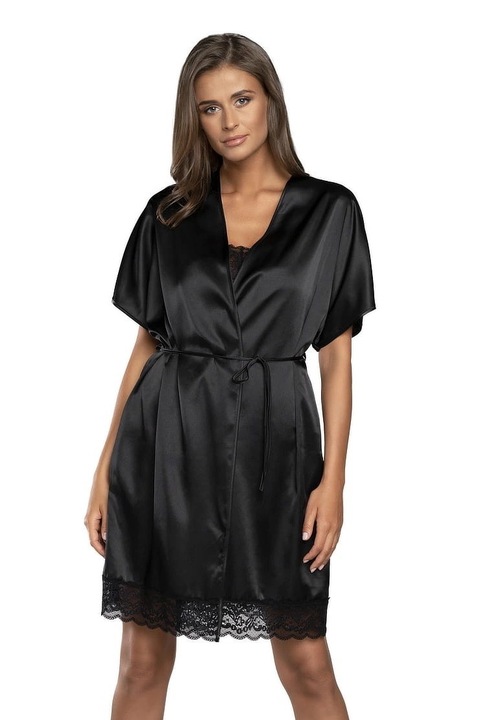 Halat dama Italian Fashion Dotyk maneca scurta negru