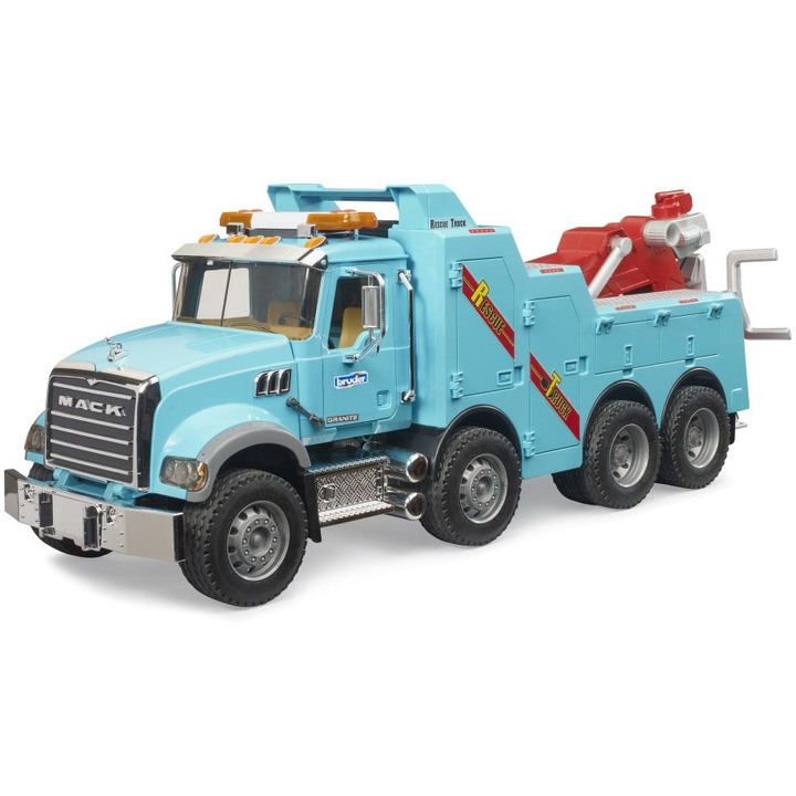 Camion pentru tractari grele Bruder - Mack Granite, cu lumini si sunete