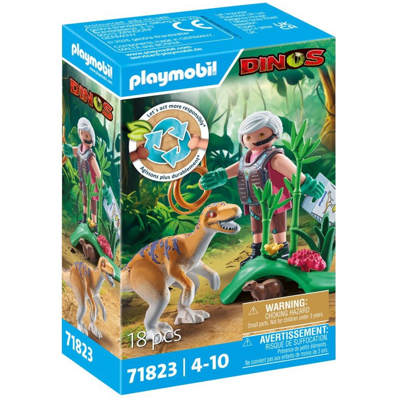 Playmobil Dinos - Velociraptor si cercetator