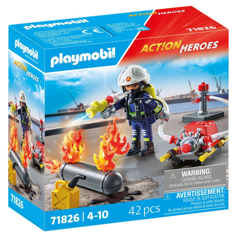 Playmobil Act!on Heroes - Pompier cu pompa de apa