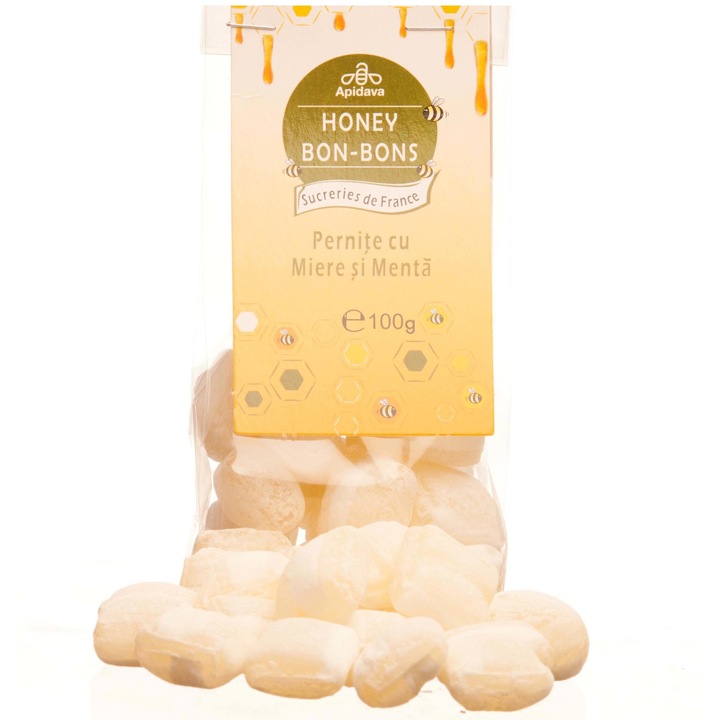 Bomboane Pernite cu Miere si Menta Apidava 100 grame