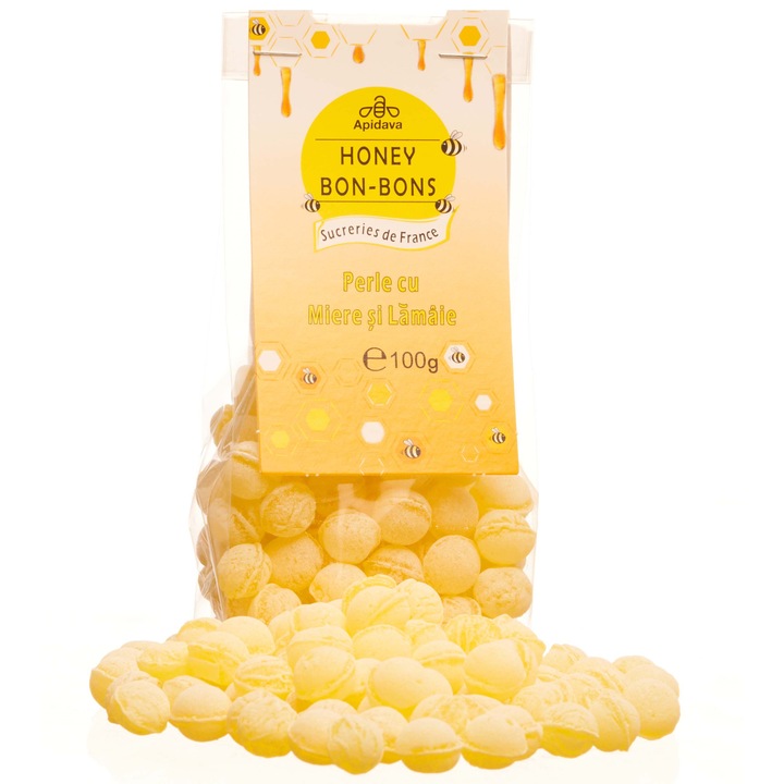 Bomboane Perle Cu Miere si Lamaie Apidava 100gr
