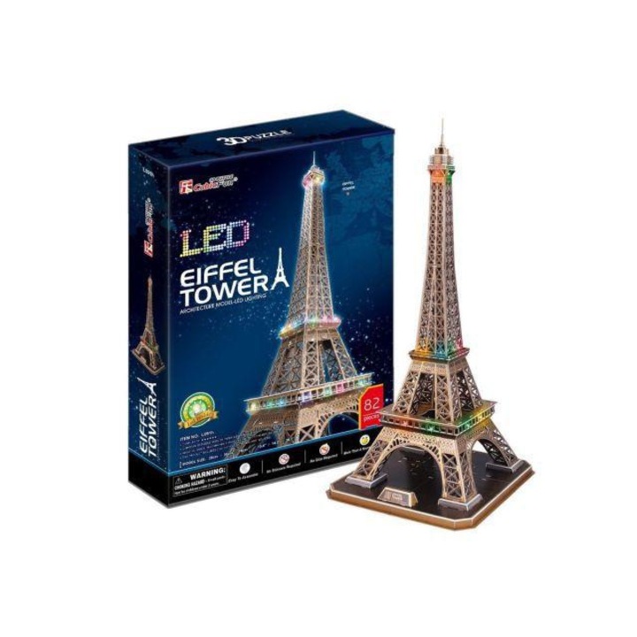 Eiffel torony világítással 3D puzzle 82db - CubicFun