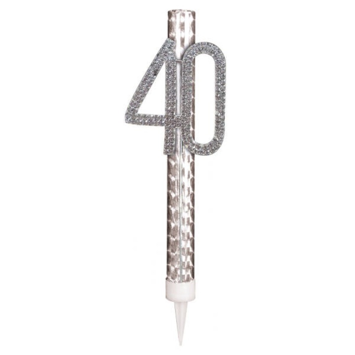 Кристална чешма, Amscan, 40 години, сребро, 15 см, комплект 1 бр.