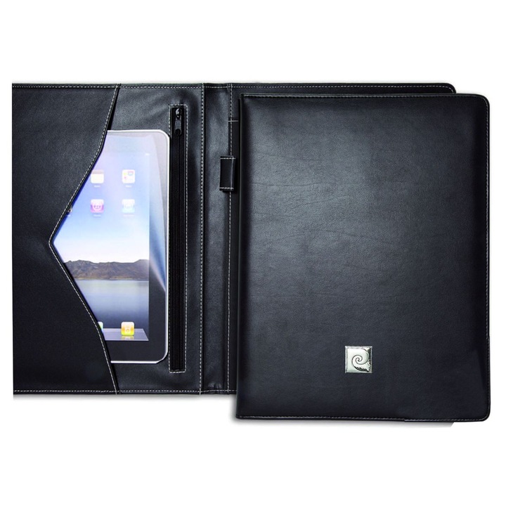 Mapa Pierre Cardin, 24x31.5cm, ecologica, neagra, cu emblema posrebrata