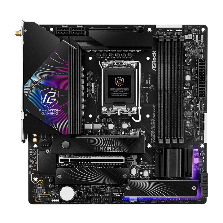 Дънна платка ASRock Phantom Gaming Z890M RIPTIDE WIFI, DDR5, mATX, LGA 1851, Intel Z890