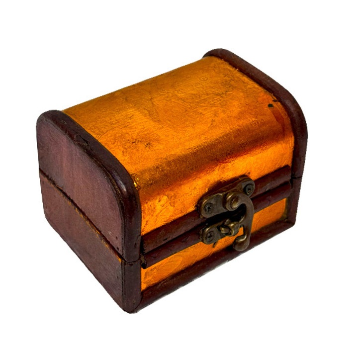 Fa doboz, kiegészítőknek, melles megjelenésű, 9x7x7 cm, Arany, VELVE