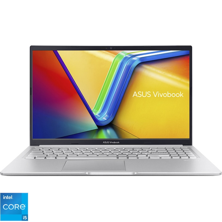 Laptop ASUS 15,6 hüvelykes Vivobook 15 X1502VA, FHD, Intel® Core™ i5-13420H processzor (12M gyorsítótár, akár 4,60 GHz), 16 GB DDR4, 512 GB SSD, Intel UHD, operációs rendszer nélkül, Cool Silver