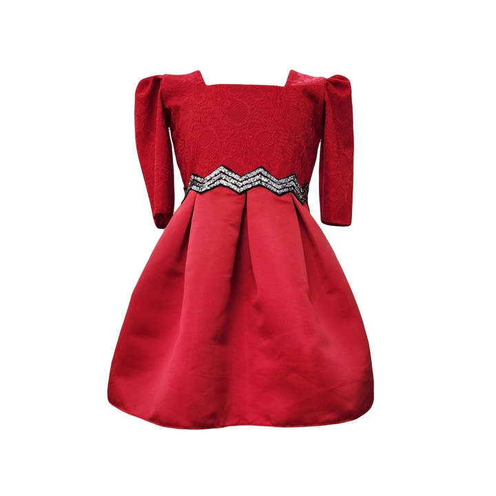 Rochie eleganta fete, model Alesia, culoare rosie, marime 152 cm, varsta 12 ani