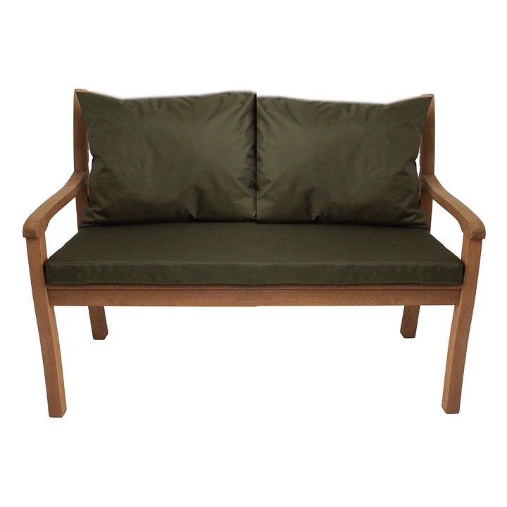 Perna bancuta de gradina, perna pentru leagan, Old Garden, sezut 130 x 50 x 7 si spatar 2x50x56cm, Verde