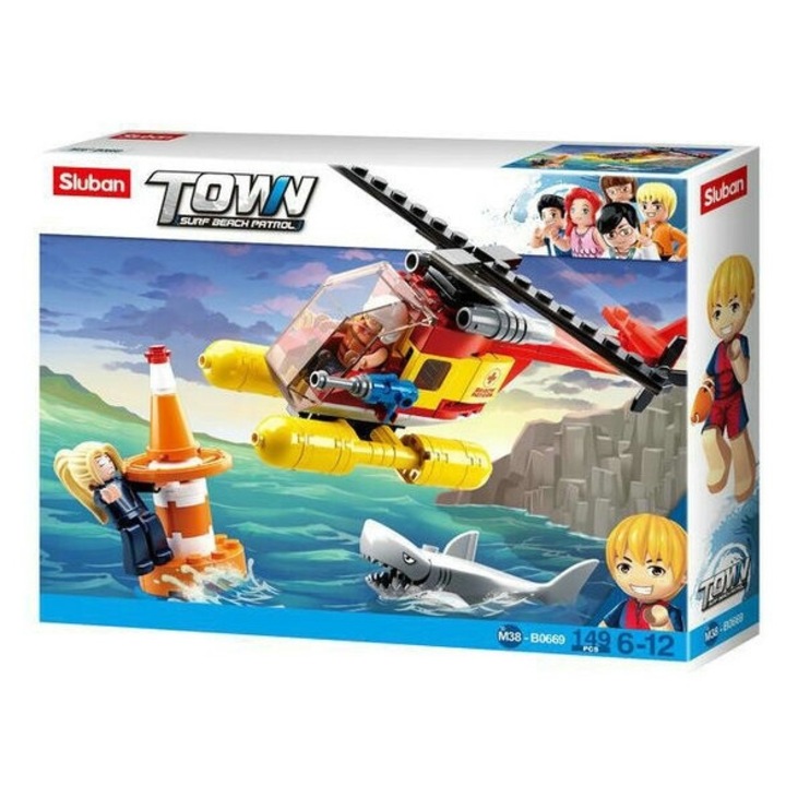 Seturi de constructie, Sluban, TOWN, 149 elemente, elicopter de salvare, multicolor, +6ani