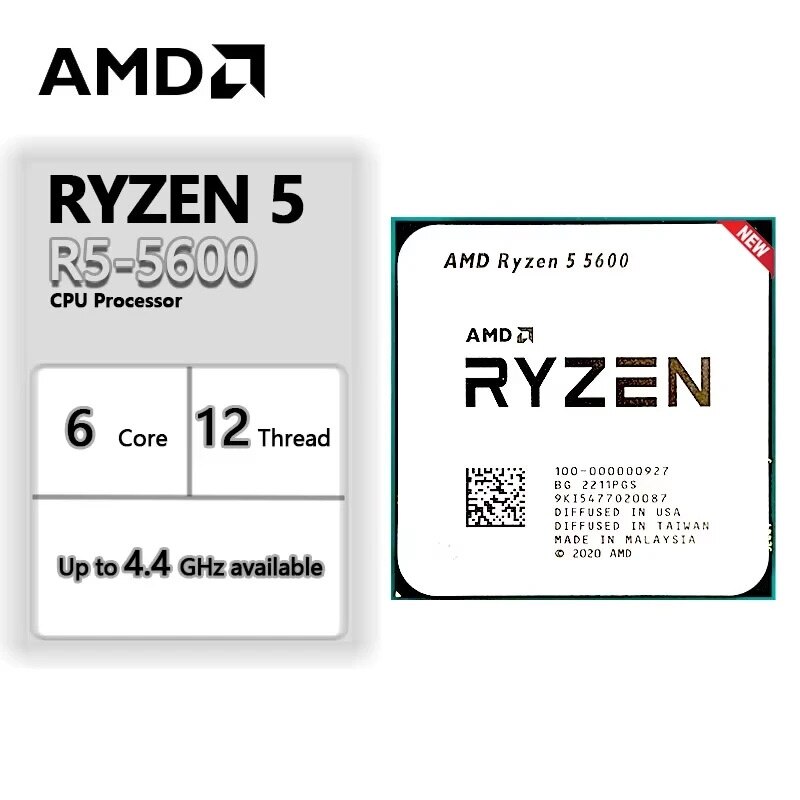 Procesor AMD Ryzen 5 5600, 6 nuclee, 12 fire, 3.5GHz, 32MB cache