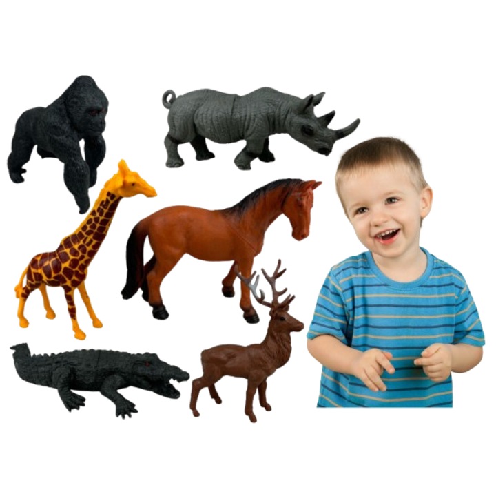 Set 6 figurine animale salbatice, Gazelo, colorate, educationale