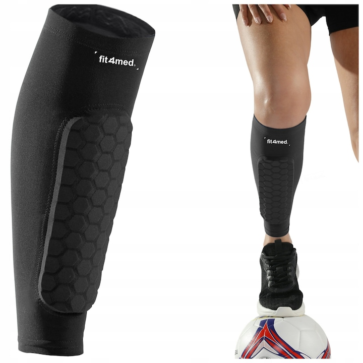 Предпазители за пищял, Fit4med, S/m, 70% спандекс, 30% полиестер, Шок абсорбция, Черен