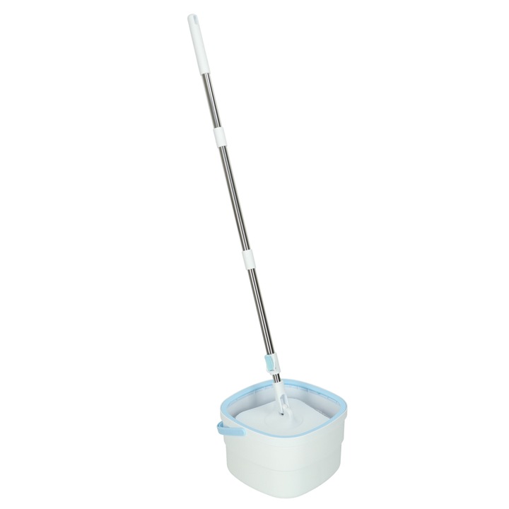 Set Mop rotativ cu galeata, alb cu elemente albastre, 23x23cm, 102-128cm