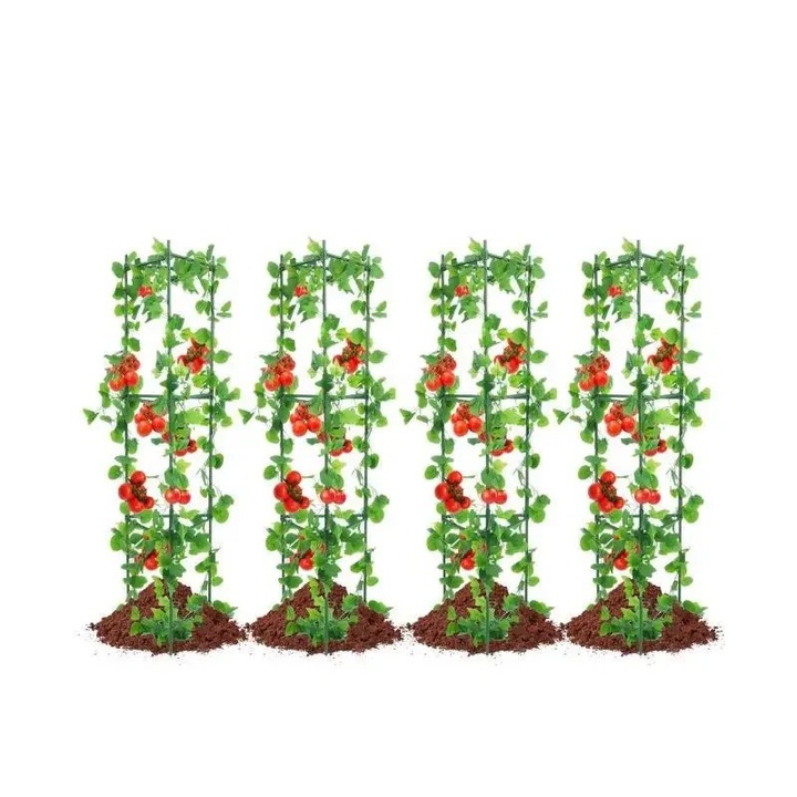 6 db paradicsomtartó készlet, fém, 48 cm, állítható, időjárásálló
