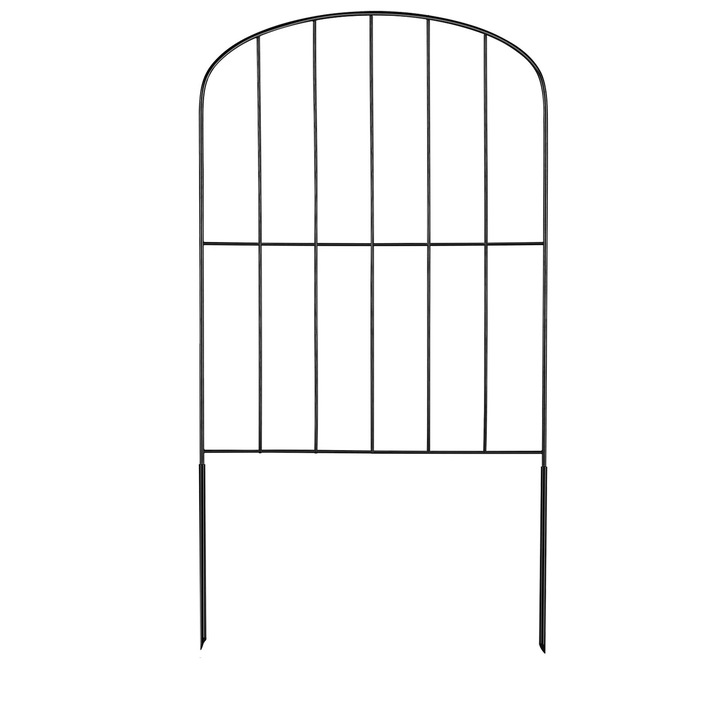 Градинска ограда, 28 панела, височина 43 см, въглеродна стомана, черна