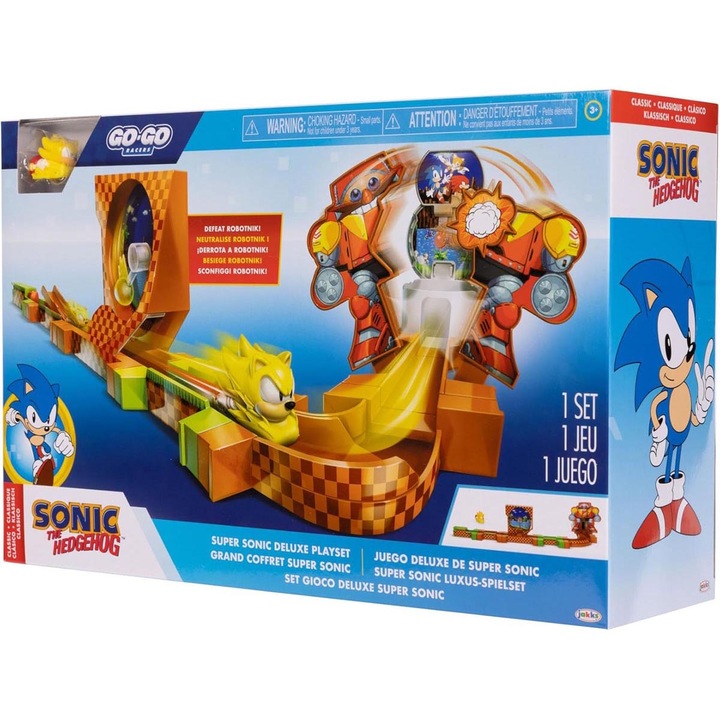 Sonic Go Go Racers Deluxe interaktív játékkészlet, Super Sonic, többszínű