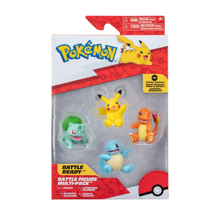 Фигурки POKEMON Multipak Pikachu, Bulbasaur, Charmander, Squirtle