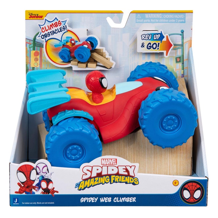 Spidey Web Climber autó, 18 cm, Spidey figurával, 3 éves kortól