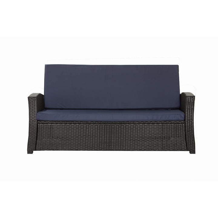 Perna canapea exterior de gradina, Setgarden, sezut 150 x 60 si spatar 150 x 50 cm, perna pentru mobilier canapea polyrattan, Albastru inchis