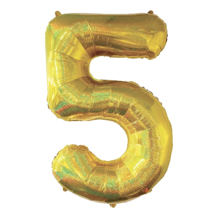 Lufi Party, Szám 5, Holografikus Arany, 110cm, MYONNA IT & E- COMMERCE ®