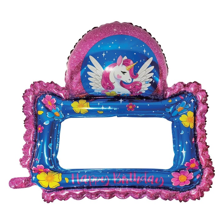 Fólia lufi 3D keret unikornis 62x68cm