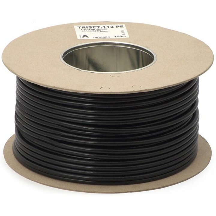 Koaxiális kábel, dipól, TRISET-113, 75 Ohm, 100m, 1,13x4,8x6,8mm, 100 dB