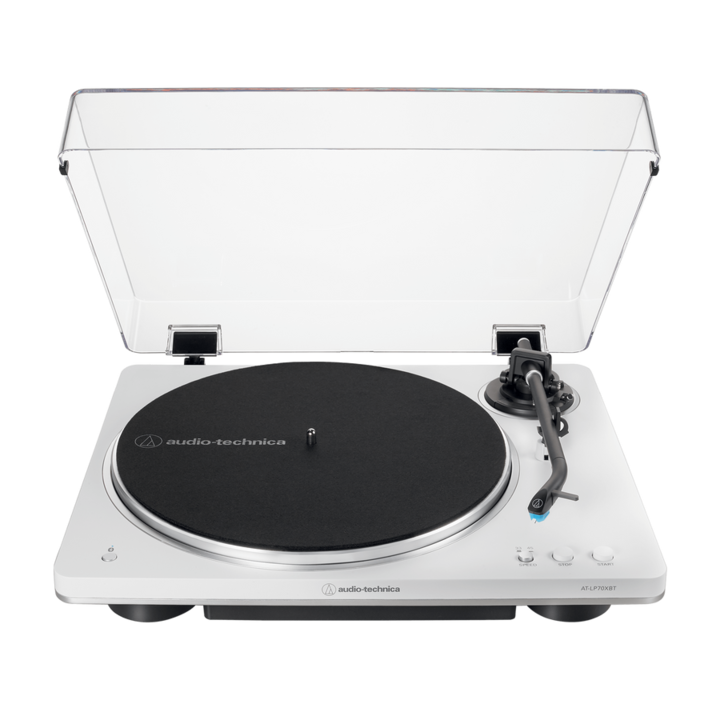 Plata turnanta cu transmisie prin curea, Audio-Technica, AT-LP70XBTWS Complet automata, Fara fir, Alb-argintiu