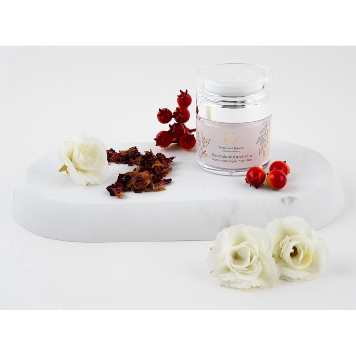 Ránctalanító arckrém, argán, vadrózsa, Argireline, 30 ml