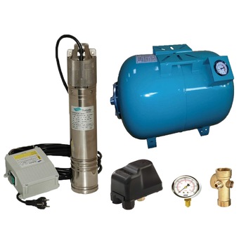 Kit complet sistem hidrofor, pompa submersibila SUMOTO ONKM150/50, rezervor de 50 litri cu manometru, presostat, racord 5 cai, manometru Kit complet sistem hidrofor, pompa submersibila SUMOTO ONKM150/50, rezervor de 50 litri cu manometru, presostat, racord 5 cai, manometru