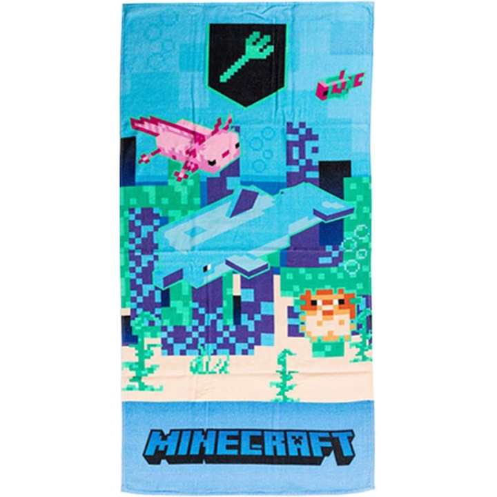 Minecraft Trident кърпа за баня, плажна кърпа 70x140см