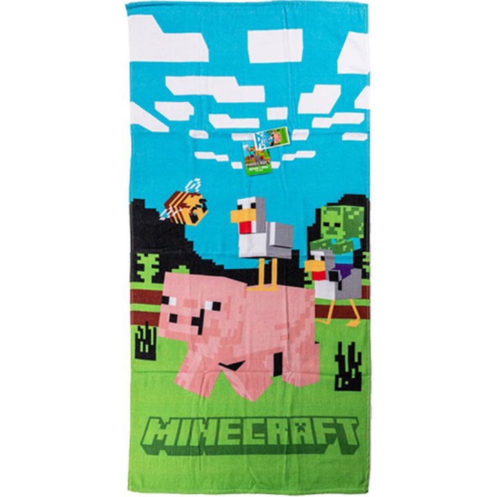Minecraft Piggy Ride кърпа за баня, плажна кърпа 70x140см