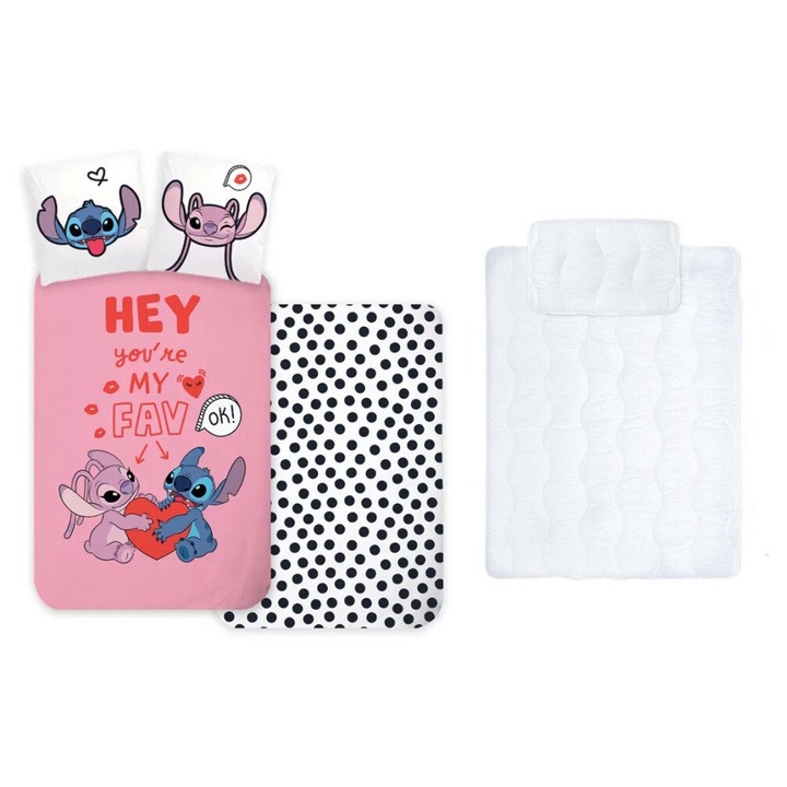 Set de pat pentru copii, Javoli, Lilo and Stitch The Star Dog 100x135 cm 40x60 cm (Hei)