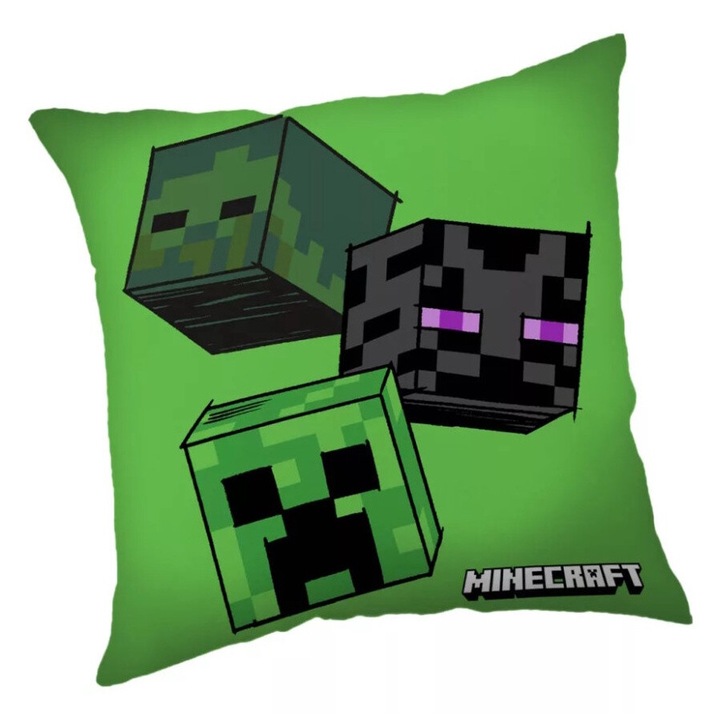 Perna decorativa Jerry Fabrics, 40x40cm, multicolor, pentru copii, model Minecraft The Mobs