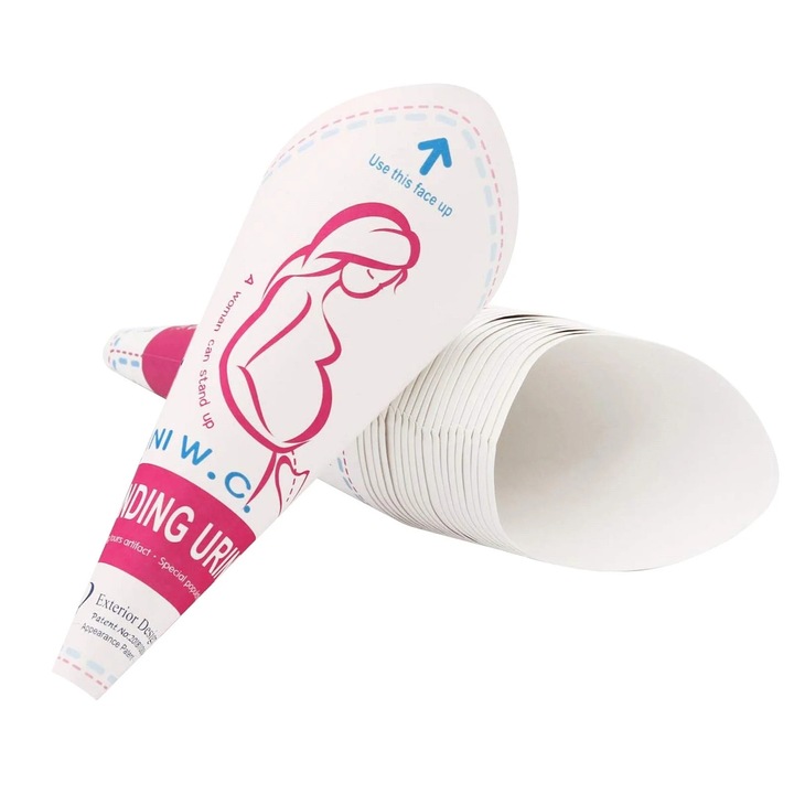 Dispozitiv de urinare portabil pentru femei, set 20 buc, design ergonomic, multicolor, 6.5x6.5x23cm