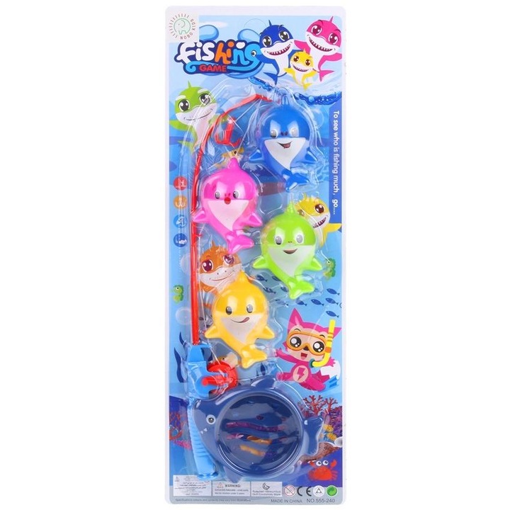 Fürdőjáték szett, Nobo Kids, horgászbot 40cm, 4 színes hal, 17x5x48cm