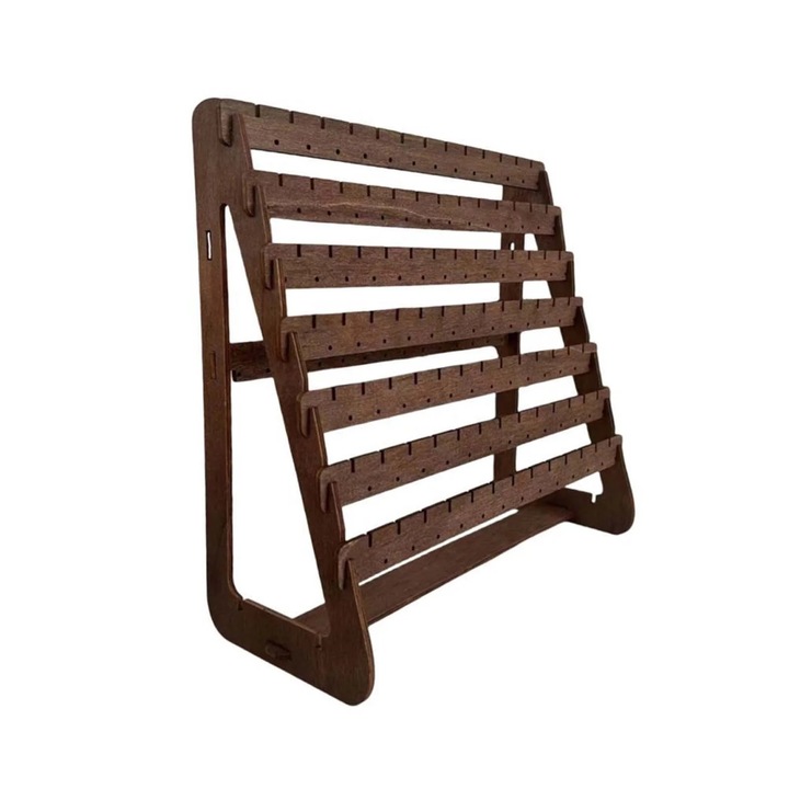 Suport pentru cercei din lemn, organizator pentru cercei, capacitate 216 cercei, dimensiuni 23x3x23cm, maro