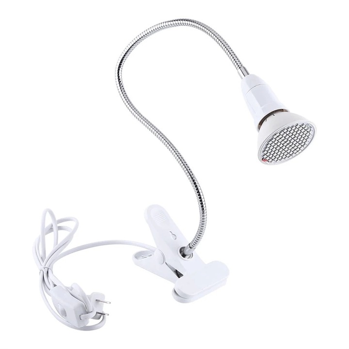 Lampa de crestere LED 18W cu 106 LED-uri, brat flexibil si clema, argintie, pentru plante de interior