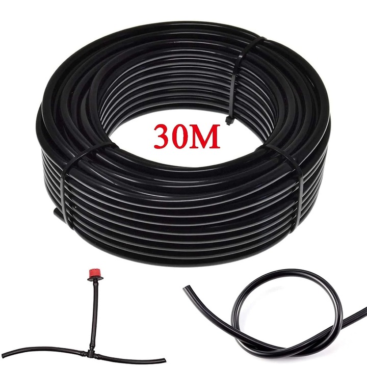 Furtun de irigare a gradinii de 30 m 4/7 mm, sistem de irigare a gradinii, furtun de irigare cu micropicurare a gradinii, sistem de irigare a plantelor si florilor de gazon de gradina
