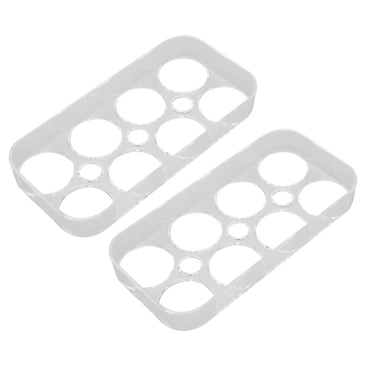 Tava pentru oua cu 8 compartimente, set de 2 bucati, transparent, 8.5x2.5x17.5cm