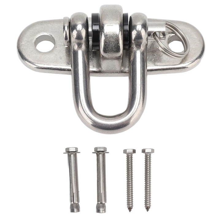 Placa de prindere rotativa din inox pentru hamac, set pentru gradina, utilizare exterioara, argintiu