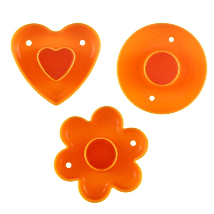Set 3 forme prajituri, galben, pentru gatit, model inima, floare de prun, forma rotunda